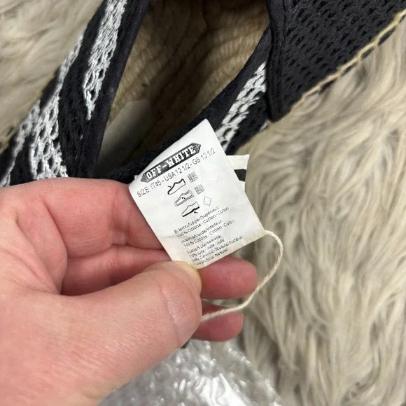 Off-White Men's 12.5 Black White Striped Open Knit Espadrille Resort Beachy Boho - Picture 6 of 9